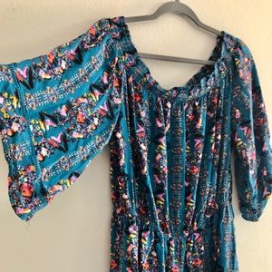 Turquoise Off the Shoulder Romper